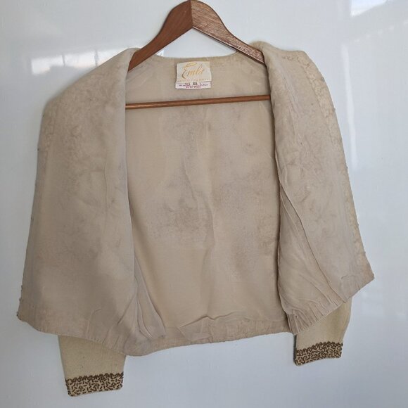 Vintage 1940s Hand Beaded Lambs Wool and Angora Cardigan Sweater - Picture 10 of 12